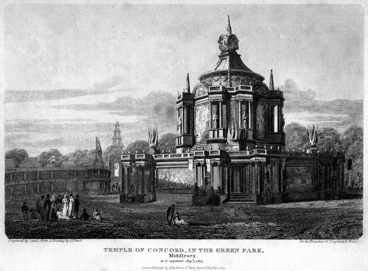 Concord temploma, Green Park, Westminster, London, 1814. alkotó: Sands