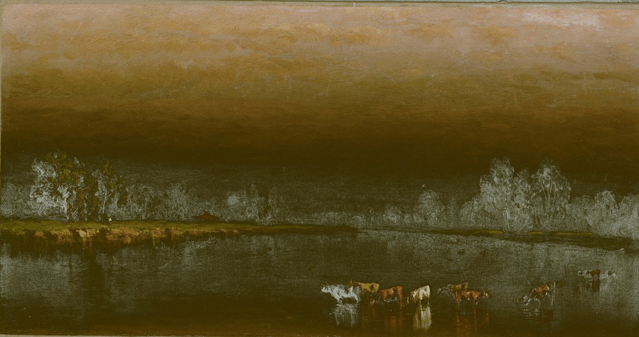 Tehenek a tóban naplementekor, 1860. alkotó: Sanford Robinson Gifford