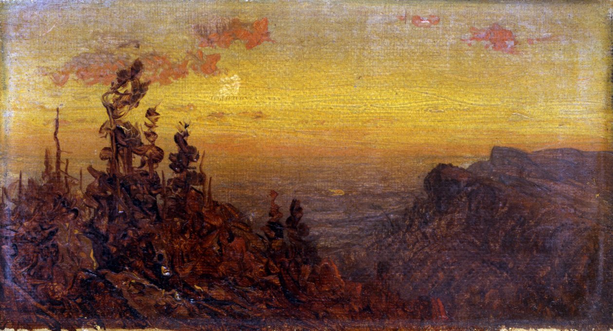 Indiánok a tábortűznél – Holdfelkelés, n.d. alkotó: Sanford Robinson Gifford