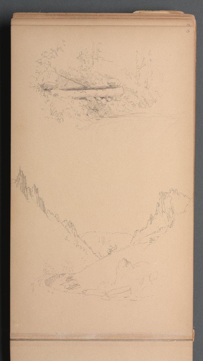 Vázlatfüzet, 15. oldal: Tájképek, Berlini vízesés, 1859. alkotó: Sanford Robinson Gifford