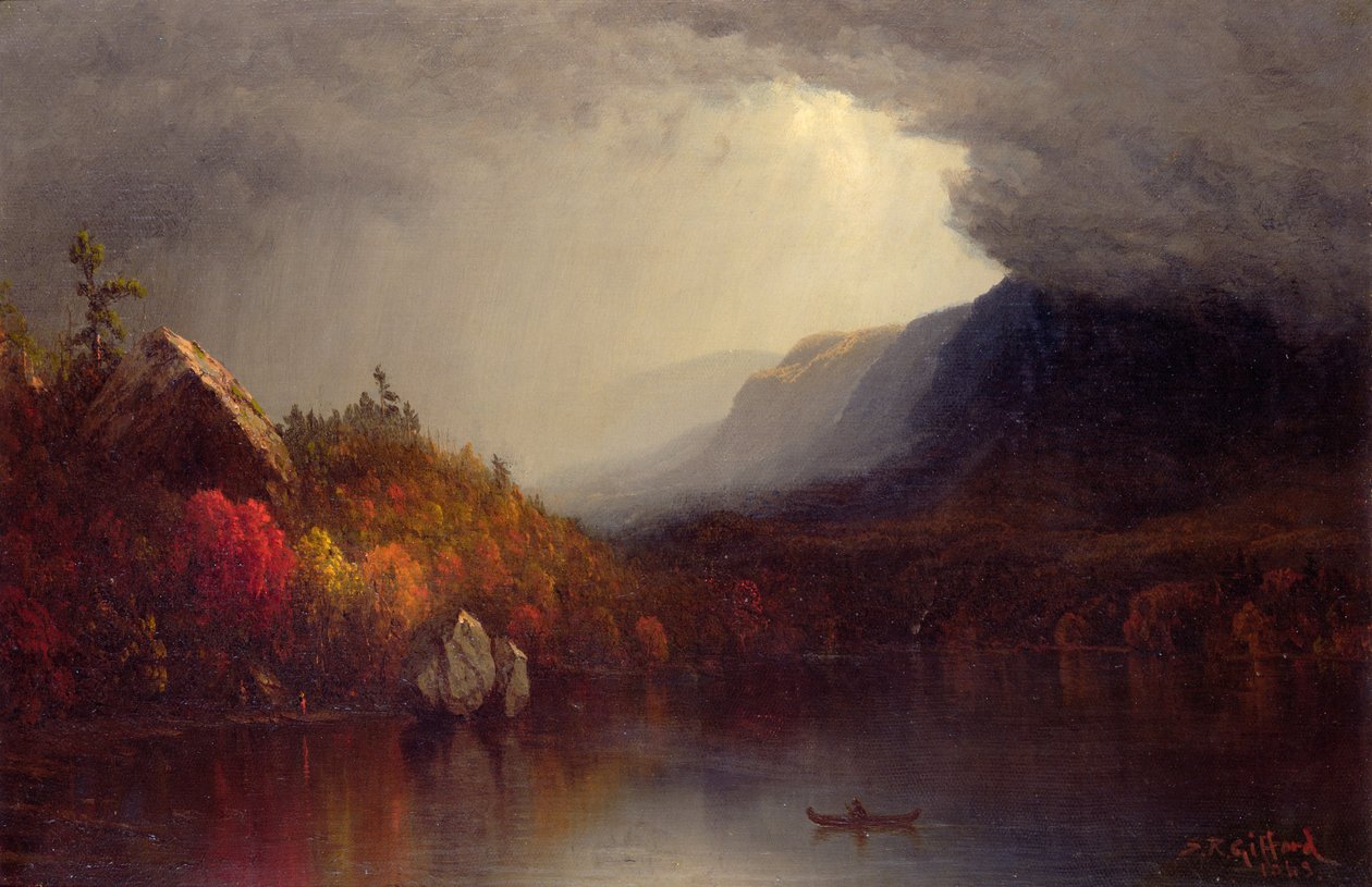 Tanulmány egy közelgő viharról a György-tónál alkotó: Sanford Robinson Gifford