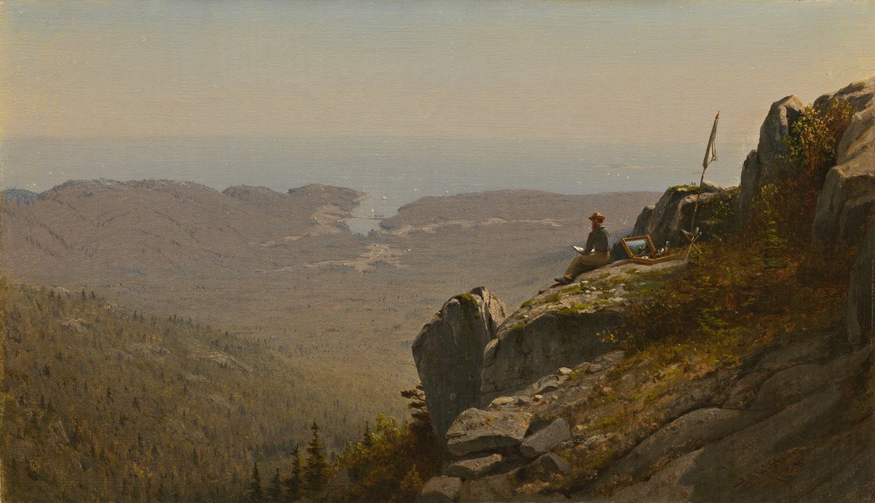 A művész vázlatot készít a Maine állambeli Mount Desertben alkotó: Sanford Robinson Gifford