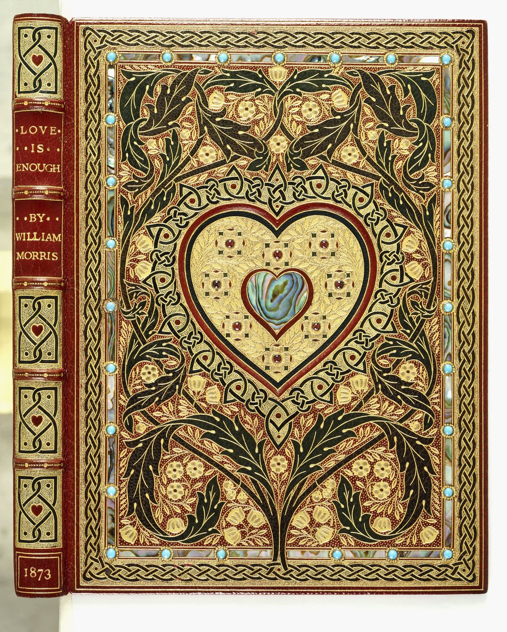 William Morris „Love is Enough or The Freeing of Pharamond” című könyvének első borítója alkotó: Sangorski and Sutcliffe