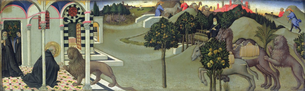 Szent Jeromos és az oroszlán, 1444 alkotó: Sano di Pietro