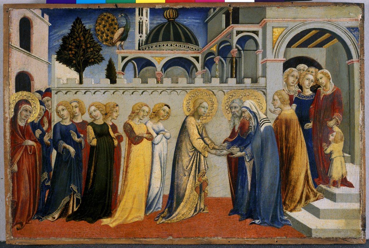Marys hazatérés a templomból, 144851 körül (tempera fán) alkotó: Sano di Pietro