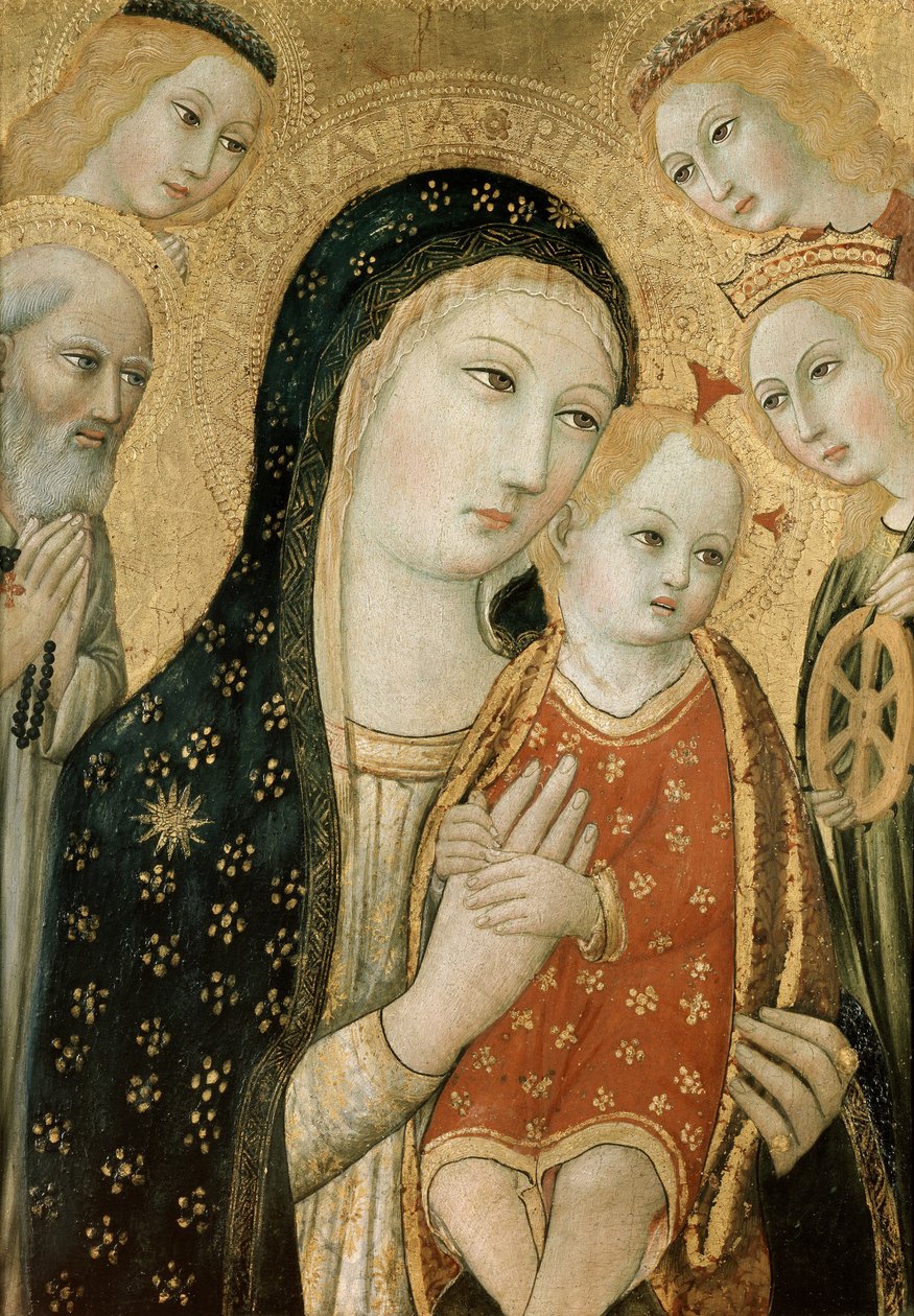 Madonna és gyermeke SS-sel. Domonkos és Alexandriai Katalin, 15. század alkotó: Sano di Pietro