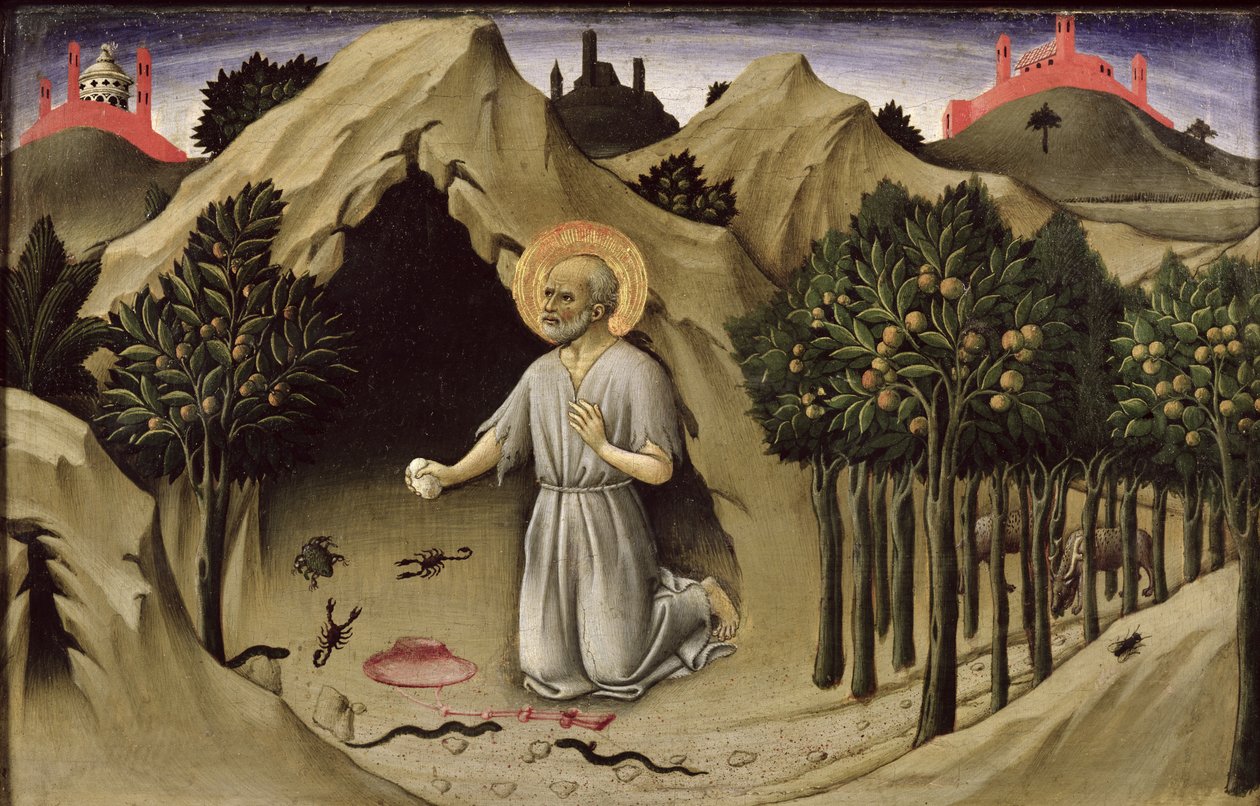 Szent Jeromos bűnbánata, 1444 alkotó: Sano di Pietro