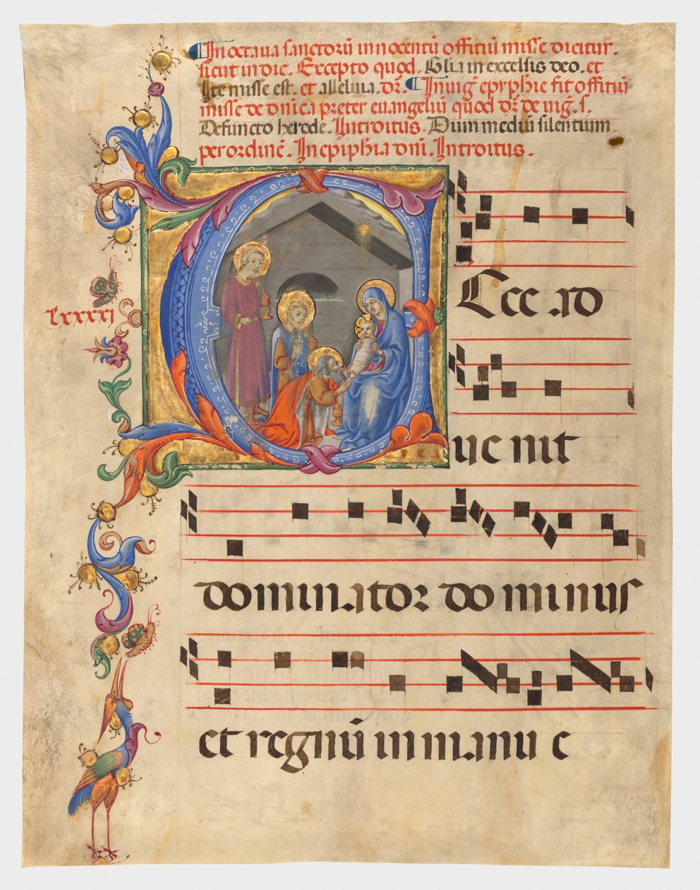 Initiale E: Die Anbetung der Könige, Blatt aus einem Graduale alkotó: Sano di Pietro