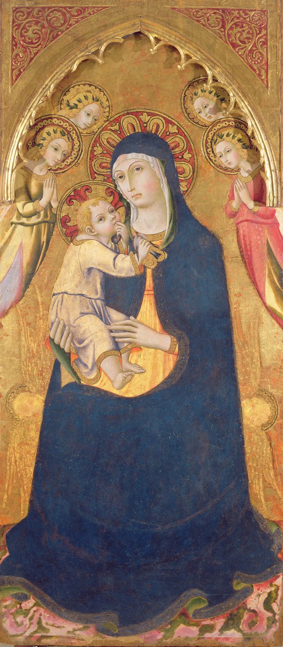 Madonna és gyermek (tempera és aranylevél a panelen) alkotó: Sano di Pietro