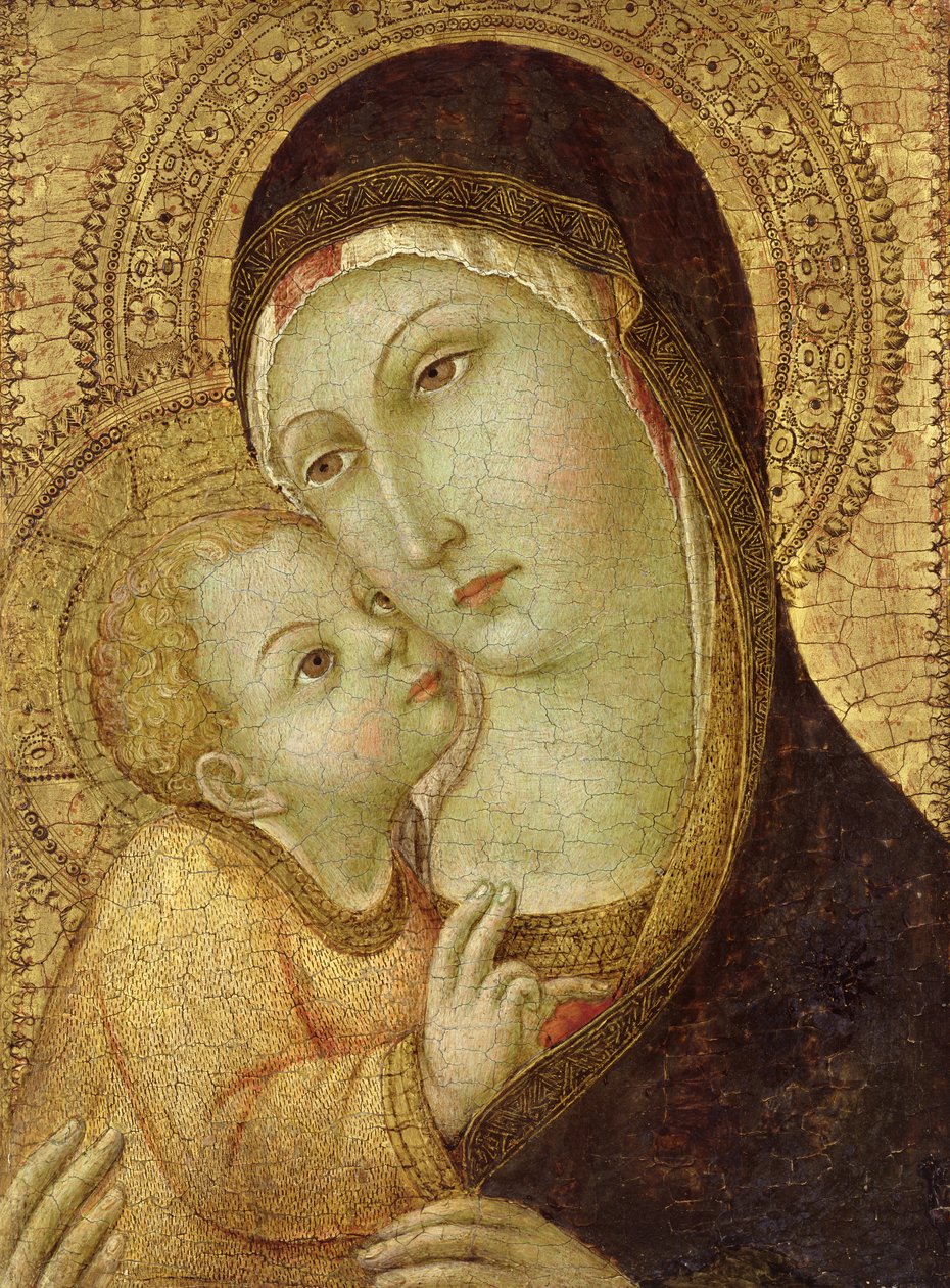 Madonna és gyermek (tempera és aranylevél a panelen) alkotó: Sano di Pietro