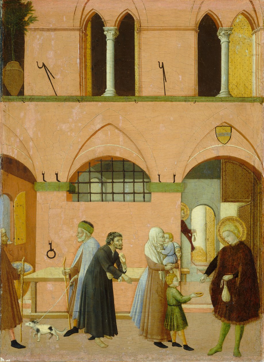 Szent Antal, aki gazdagságát osztja a szegényeknek, c. 14301435 alkotó: Sano di Pietro