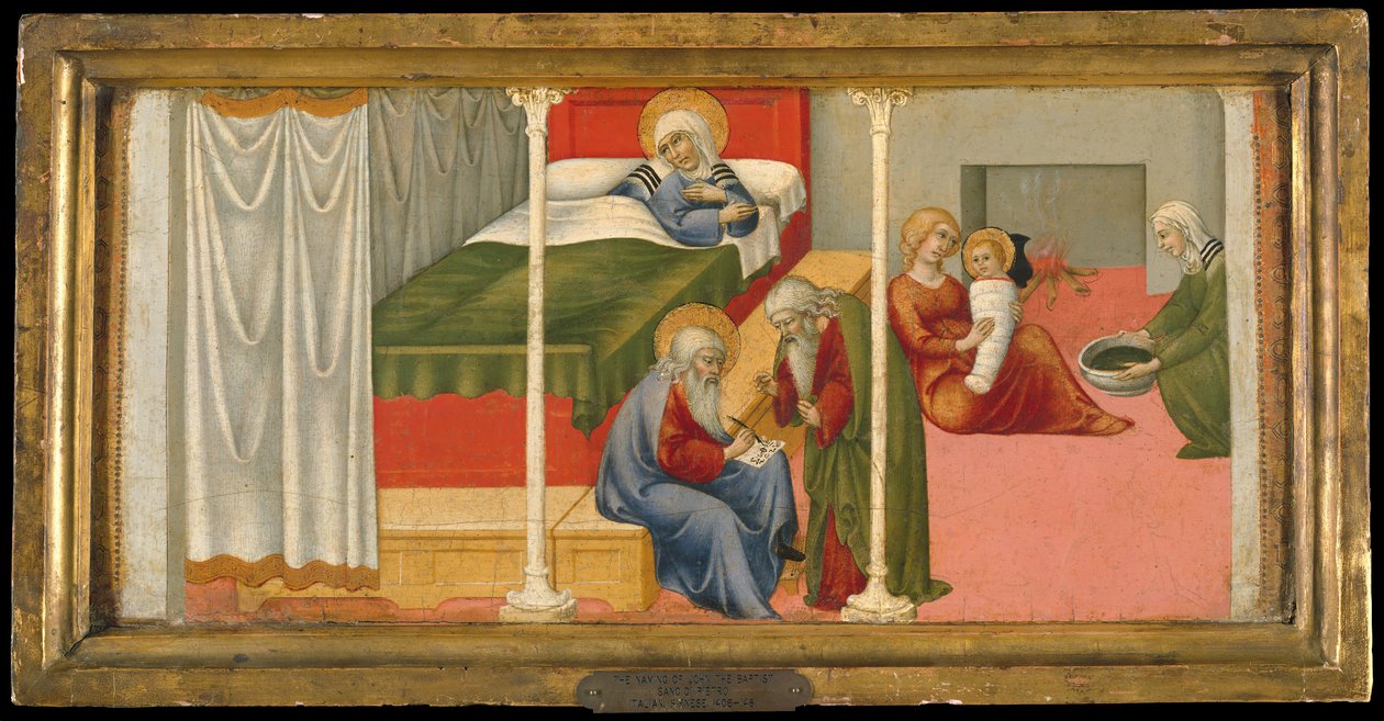 Keresztelő Szent János születése és névadása, 1450-60. alkotó: Sano di Pietro