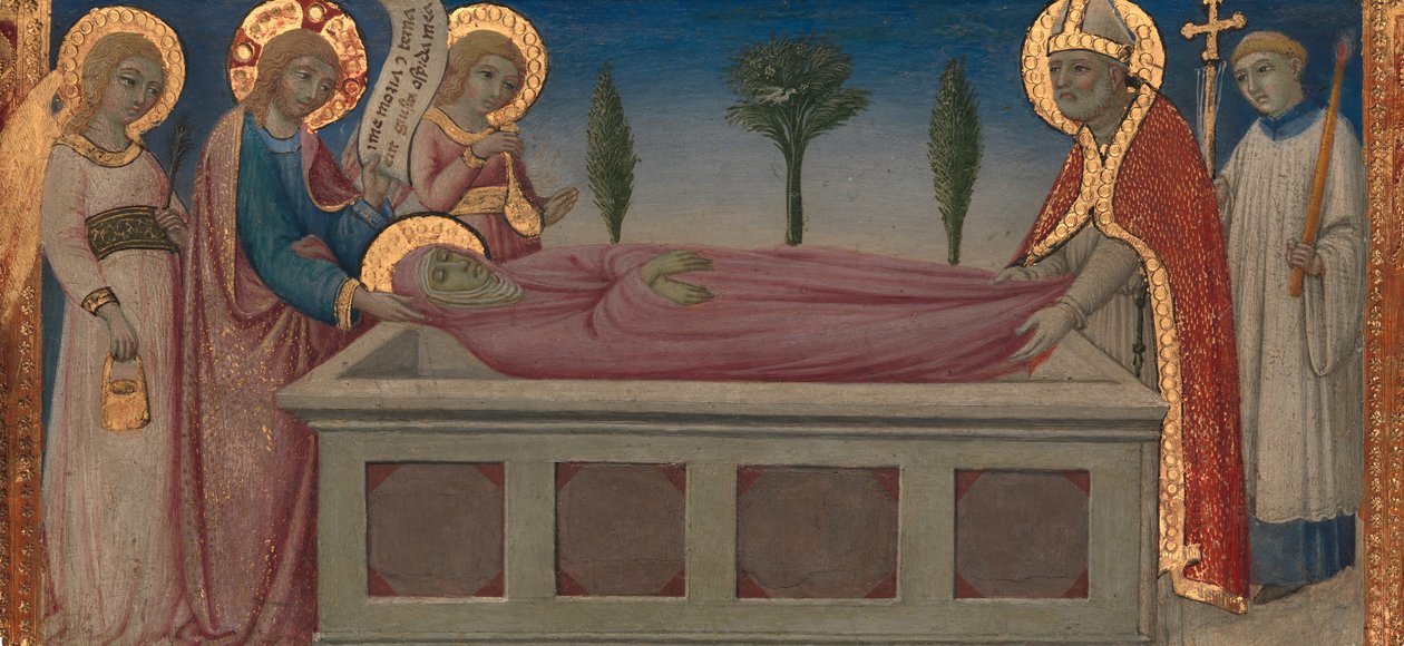 Szent Márta temetése, kb. 1460-70. alkotó: Sano di Pietro