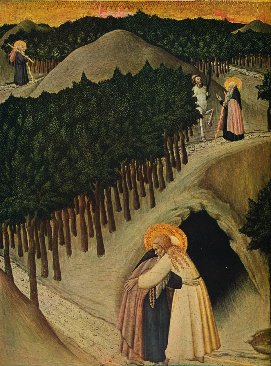 Szent Antal és Szent Pál találkozása, 1430-1435 alkotó: Sano di Pietro
