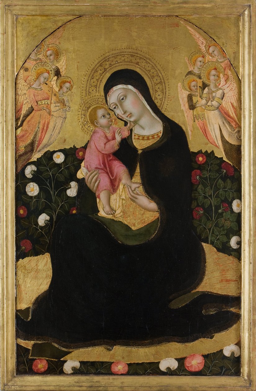 Szűz és gyermek angyalokkal Az alázatosság Madonnája, a 15. század közepe. alkotó: Sano di Pietro