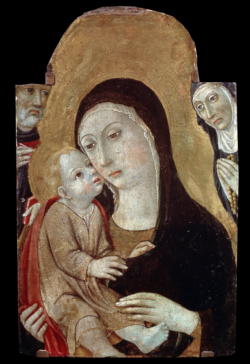 A Szűz és a Gyermek a szentekkel. Sano di Pietro (1406-1481) festménye. Tempera fa, 43 x 27 cm. Sienai iskola, olasz gótikus művészet. Puskin Szépművészeti Múzeum, Moszkva. ©FineArtImage/Leemage alkotó: Sano di also Ansano di Pietro di Mencio Pietro