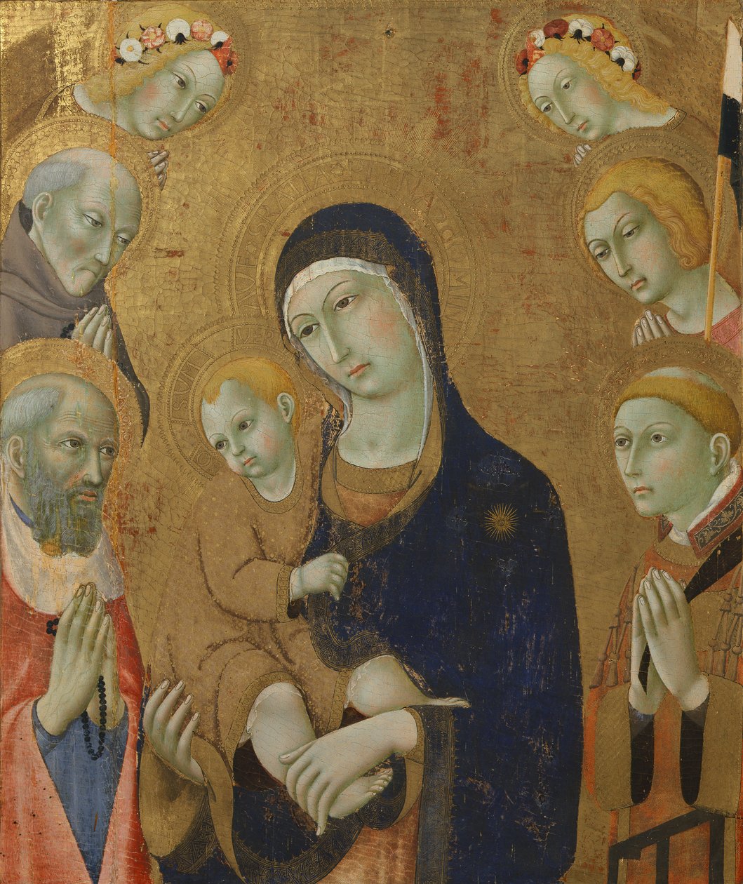 Szűz és gyermek, angyalok és szentek (festmény fára) alkotó: Sano di also Ansano di Pietro di Mencio Pietro