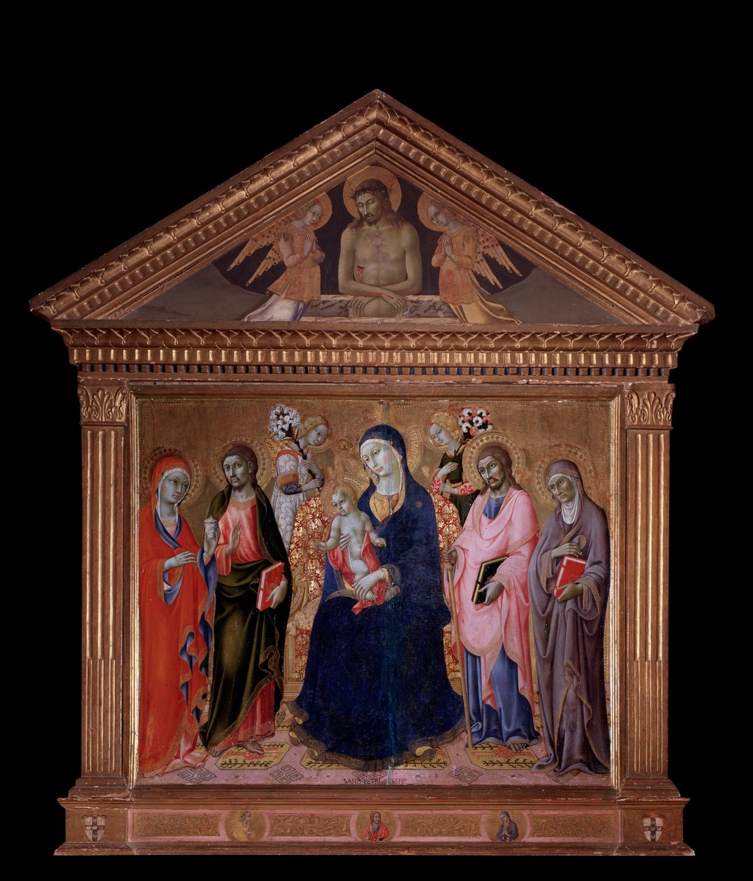 Szűz és Gyermek Szentekkel. Jakab, Fülöp, Anne és Mária Magdolna – olaj, fa alkotó: Sano di also Ansano di Pietro di Mencio Pietro