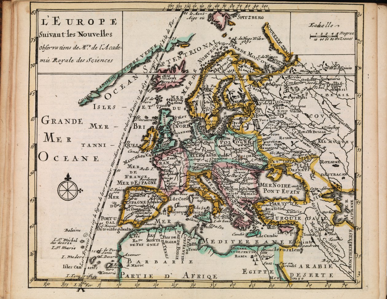 Térkép a Nemzeti Könyvtár térképgyűjteményéből. A térkép (1690-1708) -ban jelent meg, és Európát mutatja alkotó: Sanson chez Mortier