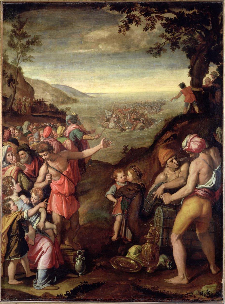 A Vörös-tengeren való átkelés, 1572 (olaj, pala) alkotó: Santi di Tito