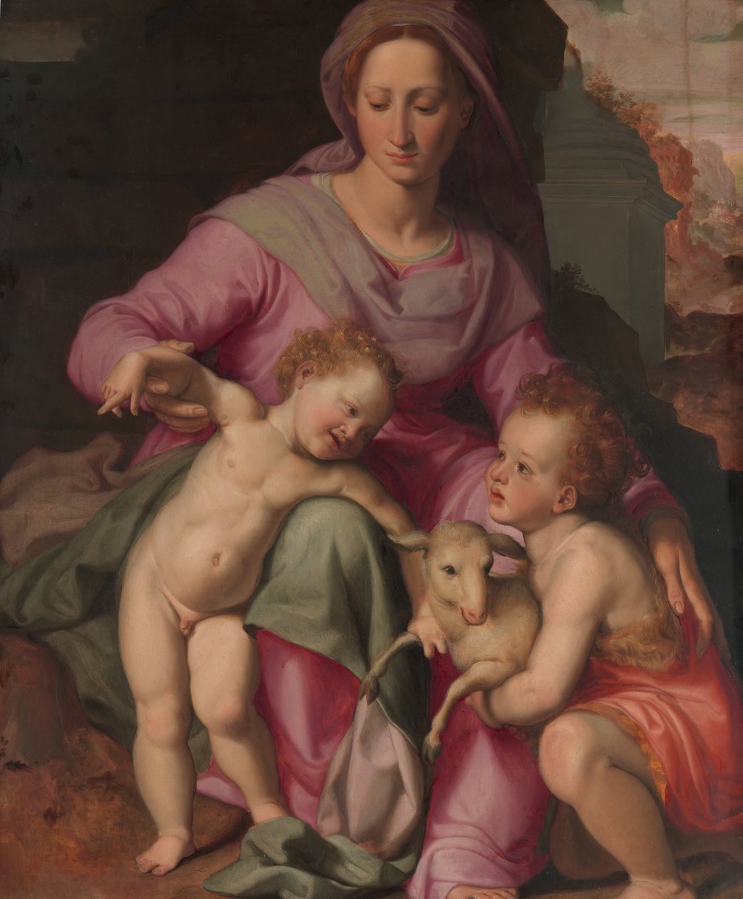 Madonna és gyermeke Keresztelő Szent János csecsemővel, 1570-es évek eleje. alkotó: Santi di Tito