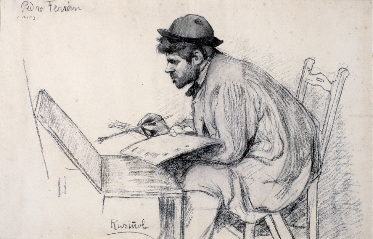 Pere Ferran festmény portréja alkotó: Santiago Rusiñol