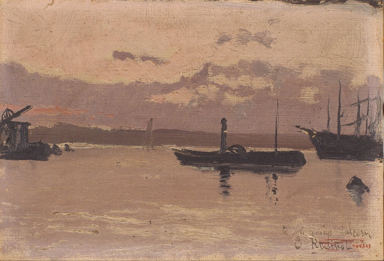 Egy kikötő vázlata alkotó: Santiago Rusiñol