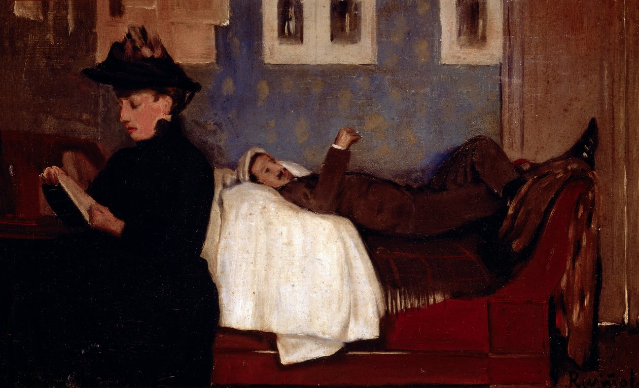 A műhely Párizsban. A karakterréteg valószínűleg Miguel Utrillo (1862-1934). Santiago Rusinol y (i) Prats (1861-1931) festménye alkotó: Santiago Rusinol i Prats
