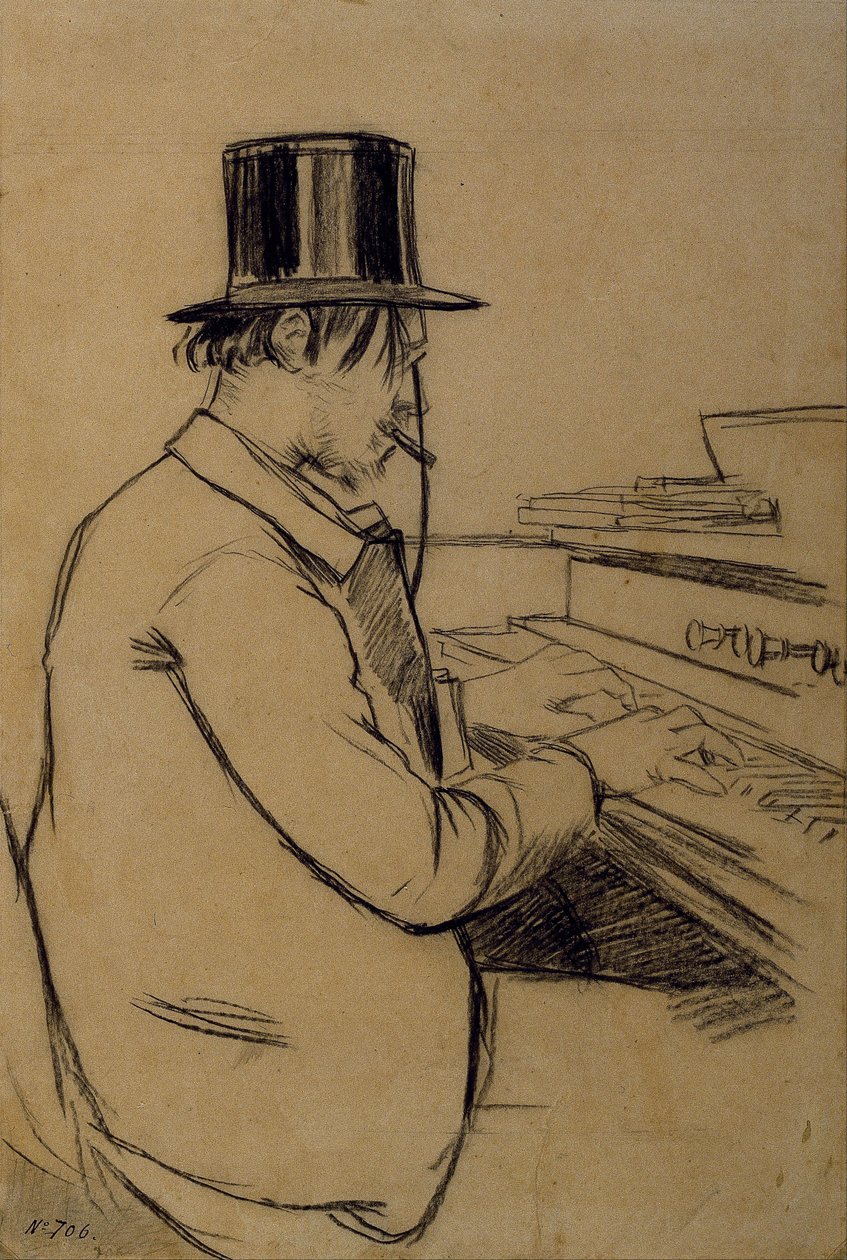 Erik Satie portréja 1866-1925, Harmóniumon játszik alkotó: Santiago Rusiñol