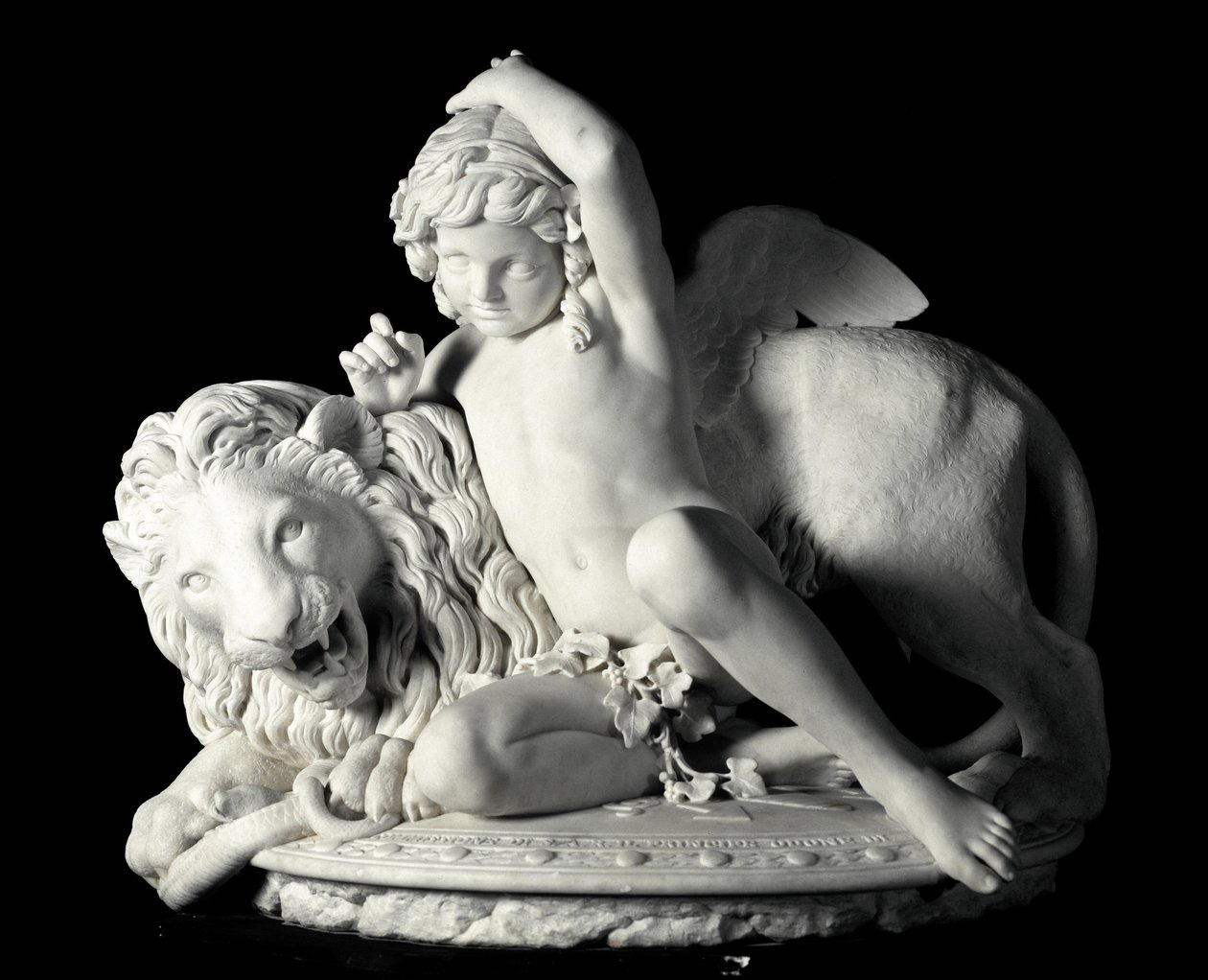 Szerelem Mastering the Force Márványszobor, Santo Varni (1807-1885) 1865. Dim. 85x90x62 cm Odon di savoia herceg gyűjteményéből. Genes, Galleria d