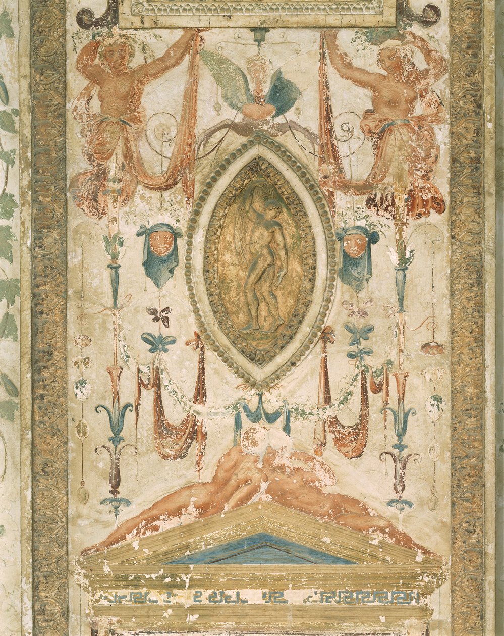 Pilaszter groteszk díszítéssel alkotó: Sanzio of Urbino (workshop) Raphael