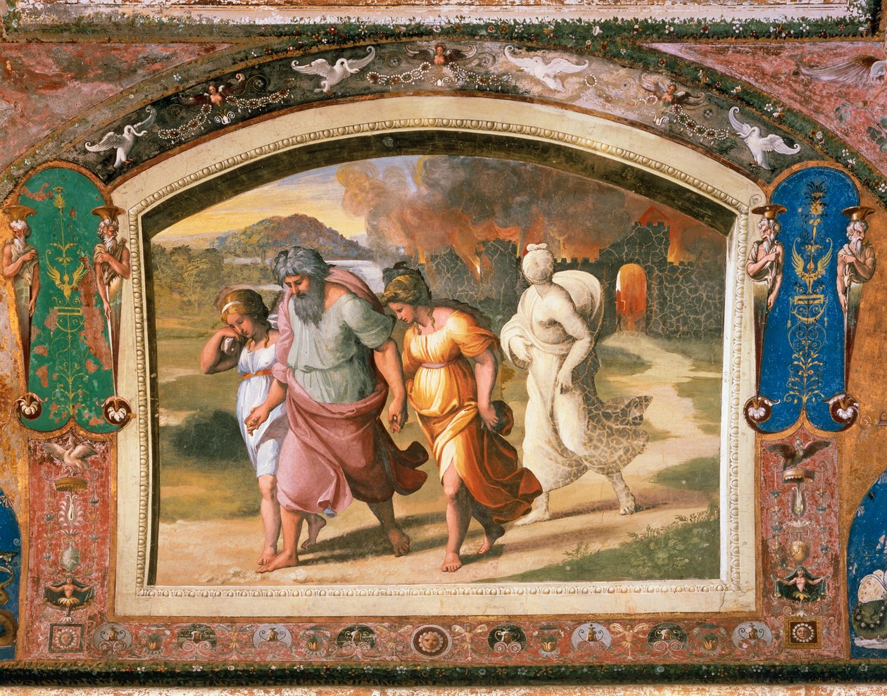 Lót menekülése Szodomából alkotó: Sanzio of Urbino (workshop) Raphael