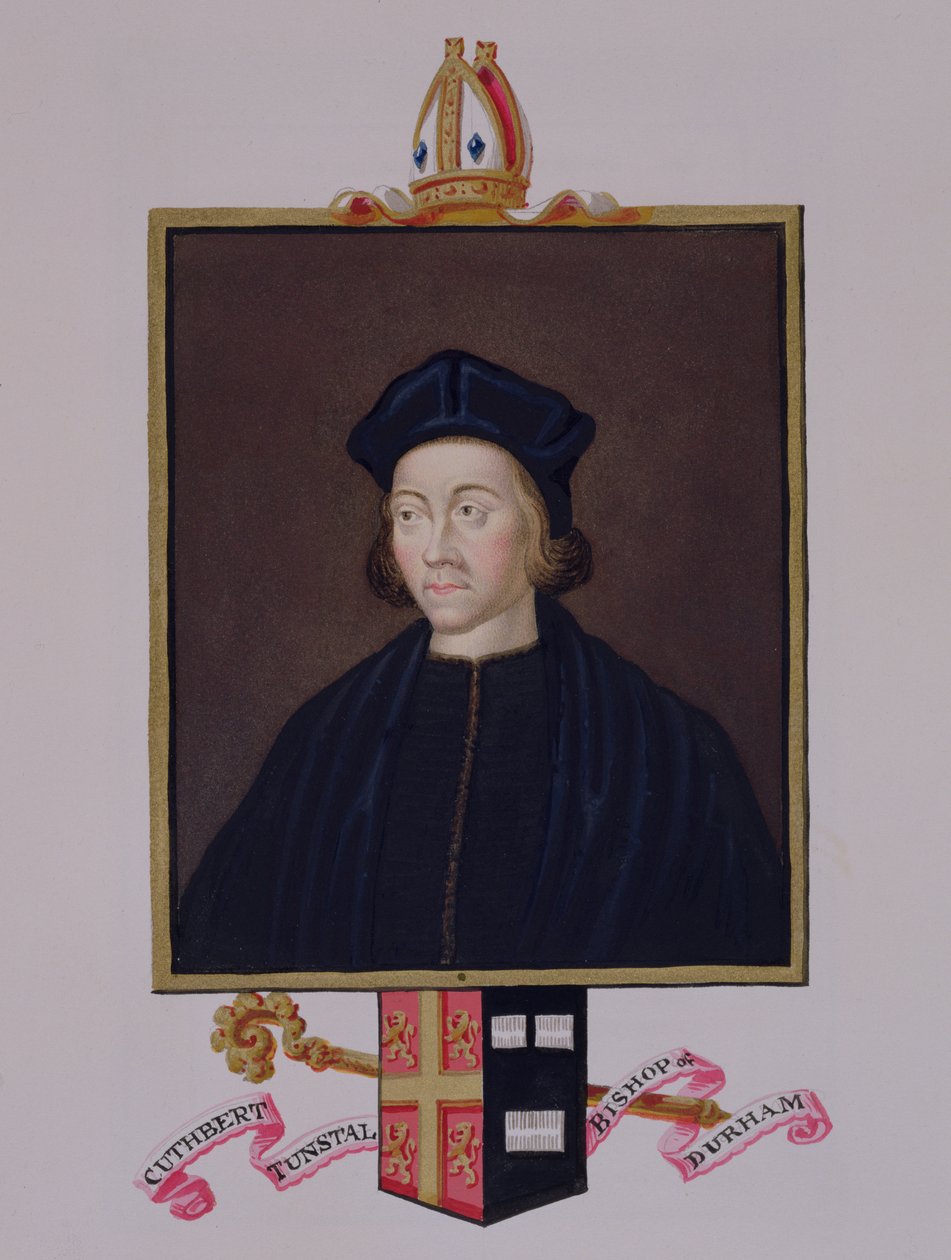 Cuthbert Tunstall (1474-1559) Durham püspökének portréja az Erzsébet királynő udvarának emlékirataiból, 1825-ben (wc és gouache papíron) alkotó: Sarah Countess of Essex