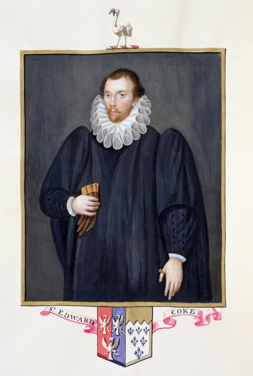 Edward Coke (1552-1634) portréja az Erzsébet királynő udvarának emlékirataiból, 1825-ben (wc és gouache papíron) alkotó: Sarah Countess of Essex