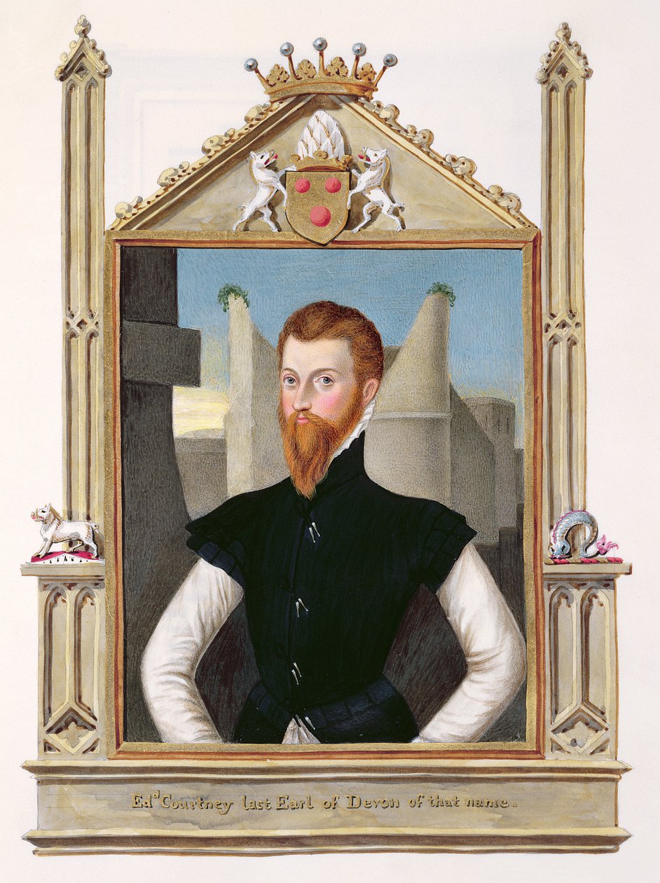 Edward Courtenay (kb. 1526-56) portréja Devonshire utolsó grófja az Erzsébet királynő udvarának emlékirataiból, 1825-ben (wc és gouache papíron) alkotó: Sarah Countess of Essex