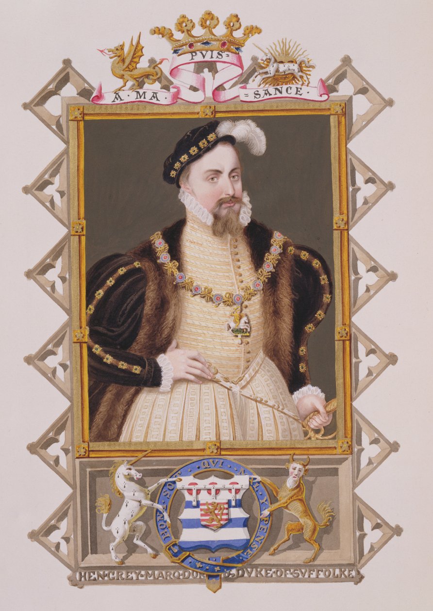 Henry Gray († 1554) Suffolk hercegének portréja Erzsébet királynő udvarának emlékirataiból, 1825-ben (wc és gouache papíron) alkotó: Sarah Countess of Essex