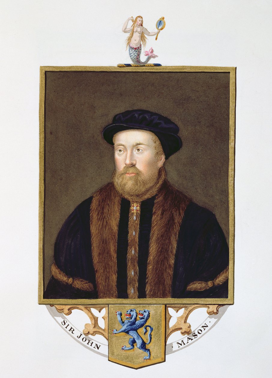 Sir John Mason (1503-66) portréja az Erzsébet királynő udvarának emlékirataiból, 1825-ben (wc és gouache papíron) alkotó: Sarah Countess of Essex