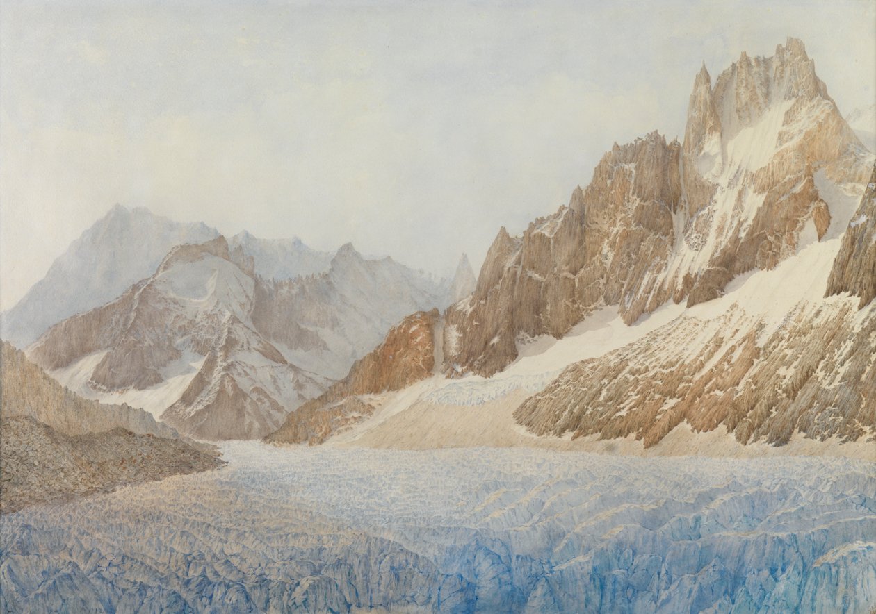 The Mer de Glace, Chamonix, 1881 (ceruza és wc fehér színnel kiemelve) alkotó: Sarah Inger Louise Severn