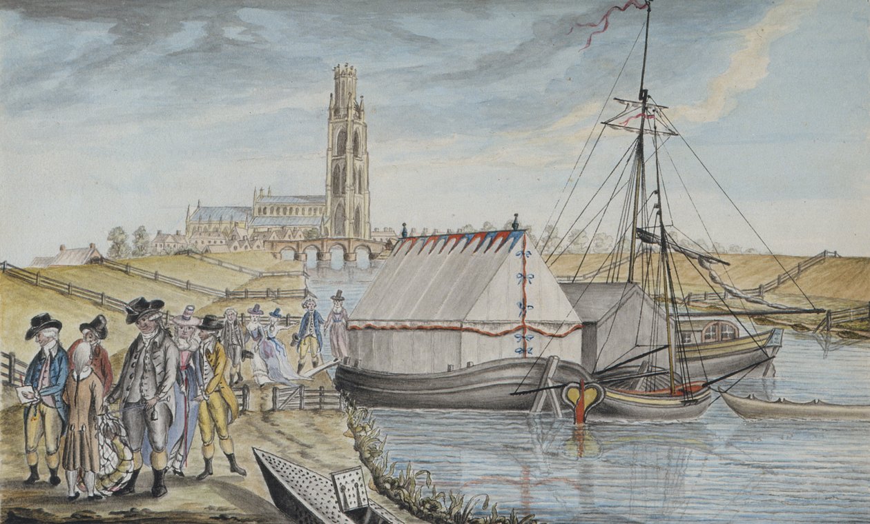 Weighing the Fish after a Haul, 1791, Sir Joseph Banks Fishery Book of the River Wytham, Lincolnshire, 1784-96 (toll és tinta, wc-vel és gouache papíron) alkotó: Sarah Sophia Banks