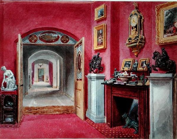 A terem előszobája, Rempstone Hall, Nottinghamshire (akvarell papíron) alkotó: Sarah Caroline Sitwell