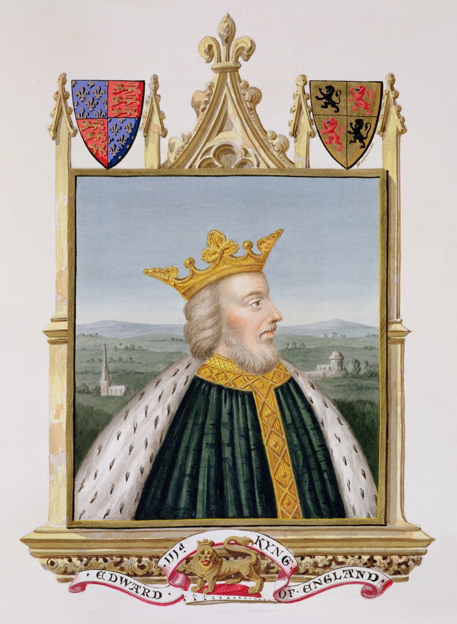 III. Edward (1312-77) angol király portréja 1327-ből az Erzsébet királynő udvarának emlékirataiból, 1825-ben (wc és gouache papíron) alkotó: Sarah Countess of Essex