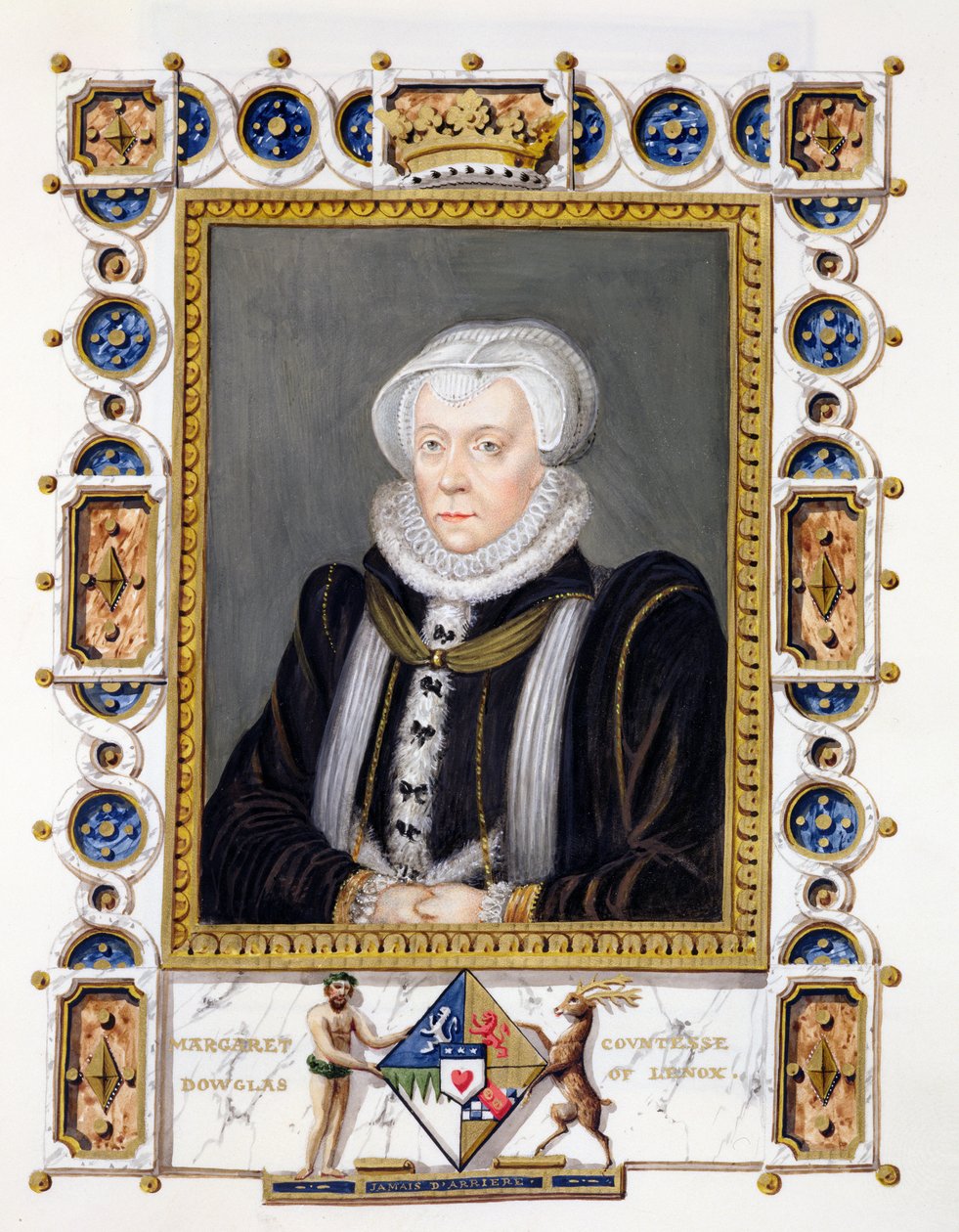 Margaret Douglas (1515-78) Lennox grófnő portréja az Erzsébet királynő udvarának emlékirataiból, 1825-ben (wc és gouache papíron) alkotó: Sarah Countess of Essex