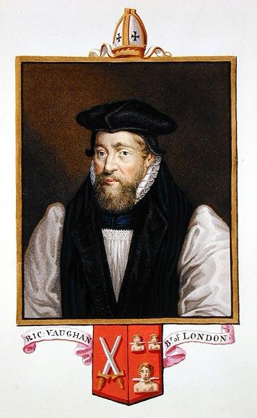 Richard Vaughan (kb. 1550-1607) londoni püspök portréja az 1825-ben megjelent „Erzsébet királynő udvarának emlékirataiból” (akvarell és gouache papíron) alkotó: Sarah Countess of Essex