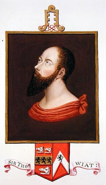Idősebb Sir Thomas Wyatt (1503 körül - 1542) portréja az 1825-ben kiadott "Emlékiratok Erzsébet királyné udvaráról" című műből, Hans Holbein az ifjabb (1485-1543 körül) táblaképe után (akvarell és gouache, papír). alkotó: Sarah Countess of Essex