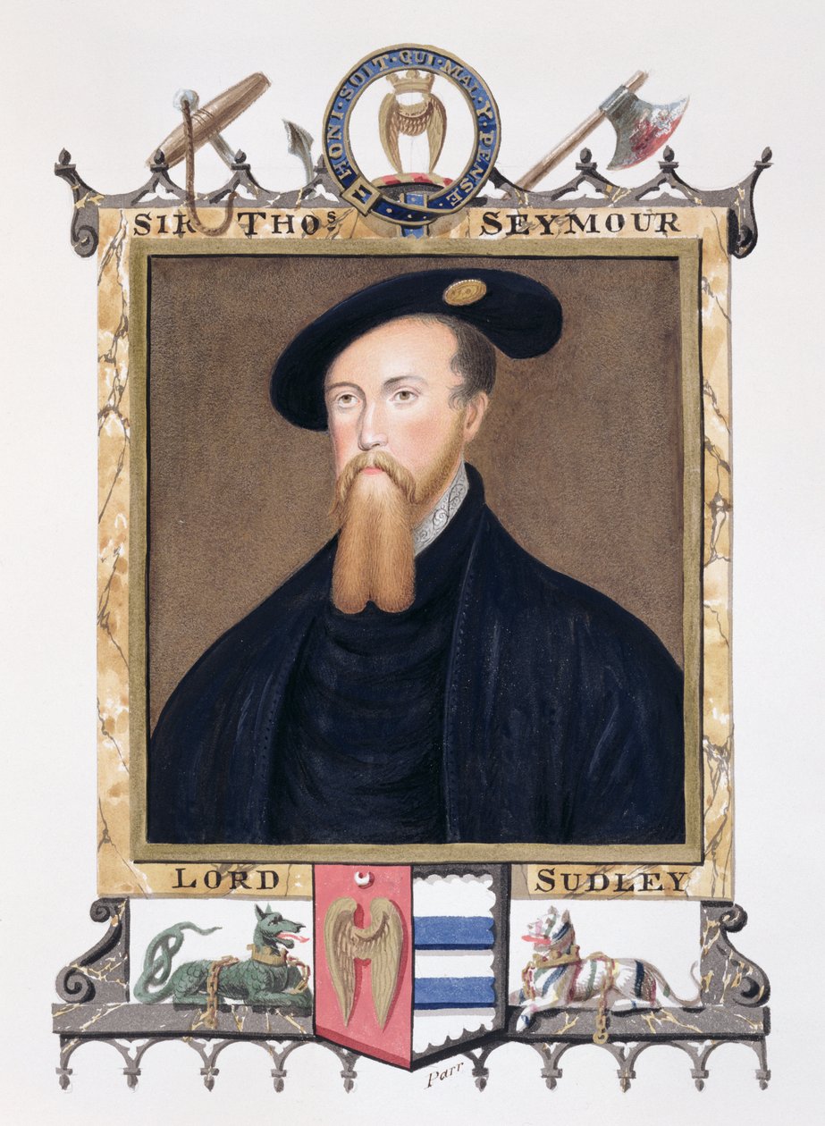 Thomas Seymour (1508-49) 1. Sudeley báró portréja az 1825-ben megjelent "Emlékiratok Erzsébet királynő udvaráról" című kötetből (wc és gouache, papír). alkotó: Sarah Countess of Essex