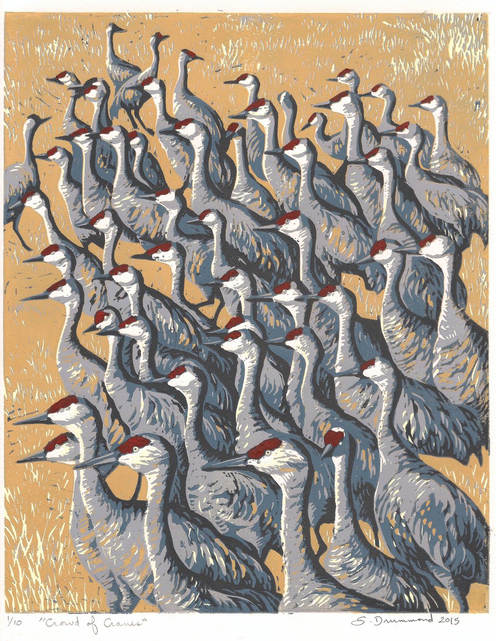 Daruk tömege, 2015 (linómetszet) alkotó: Sarah Drummond