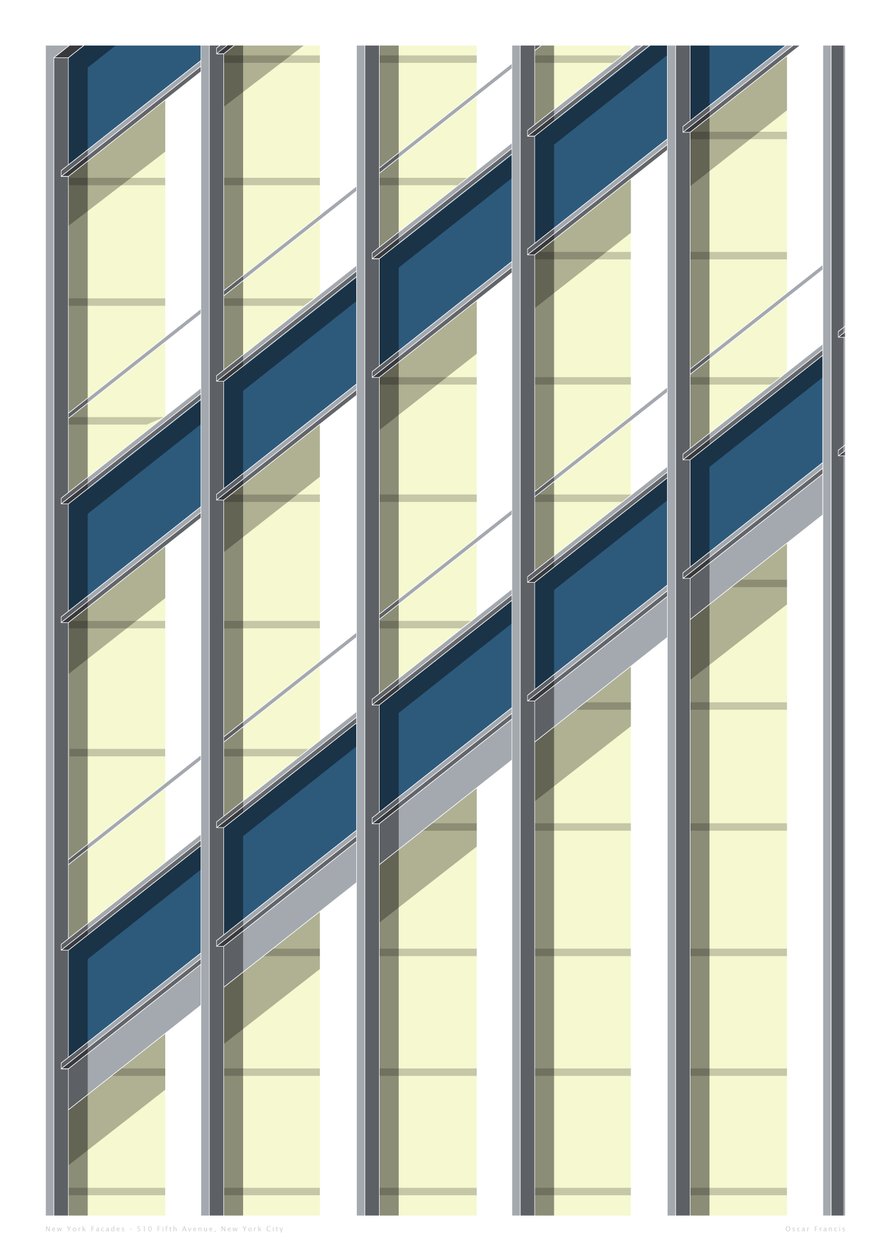 510 Fifth Avenue, NYC, 2015 (grafikai giclee nyomat) alkotó: Sarah Evans