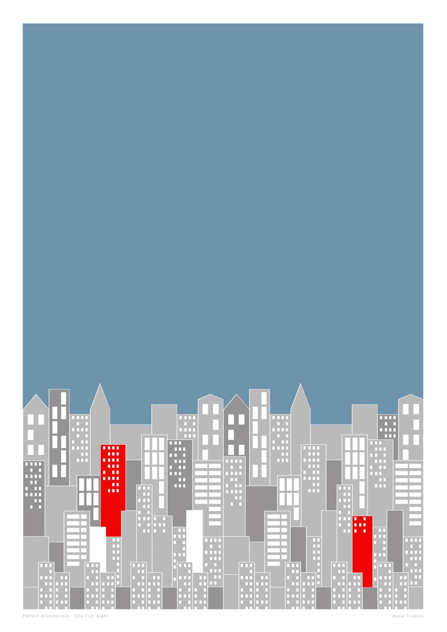 City Fizz Night, 2014 (grafikai giclee nyomat) alkotó: Sarah Evans