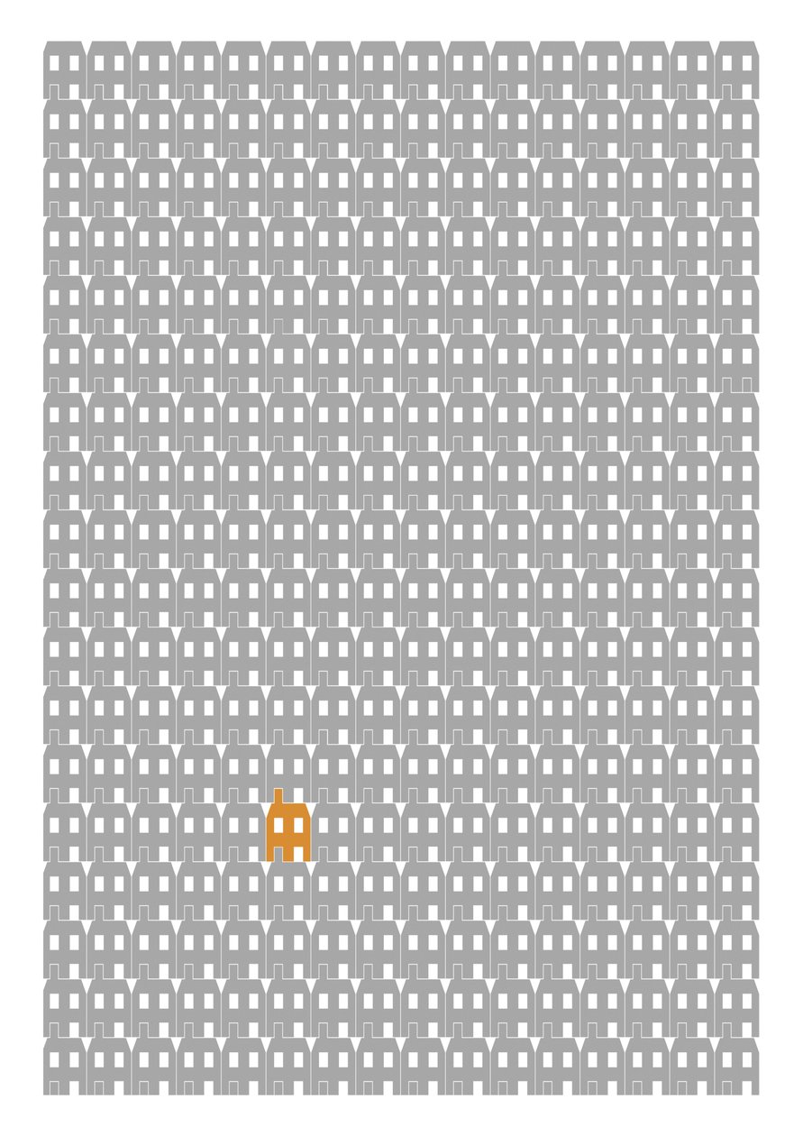 Grey Paper House Repeat Print, 2014 (grafikai giclee nyomat) alkotó: Sarah Evans