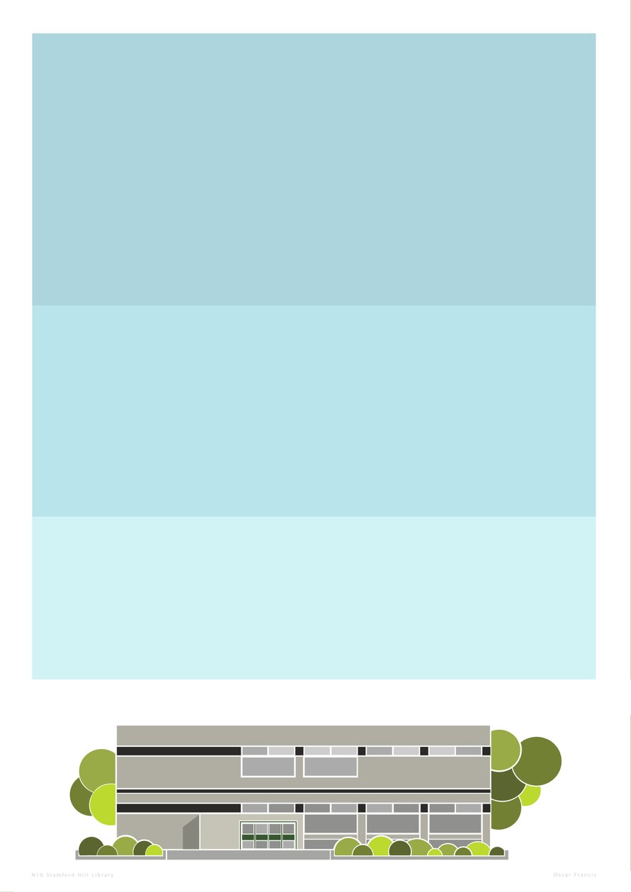Stamford Hill Library, 2014 (grafikai giclee nyomat) alkotó: Sarah Evans